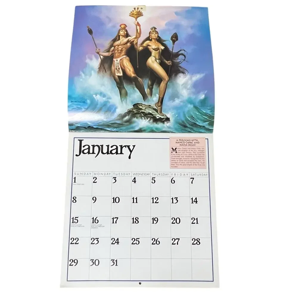 1989 Boris Vallejo Mythology Calendar Unused same dates again in 2034